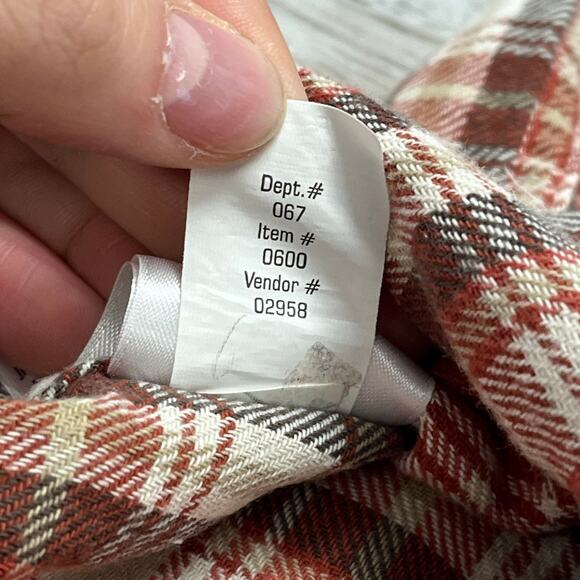 Eddie Bauer Classic‎ Fit Cream Red Brown Tartan Men XLT Flannel Button Up Shirt - Picture 7 of 10